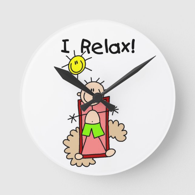 Stick Figure Boy I Relax Round Clock (Front)