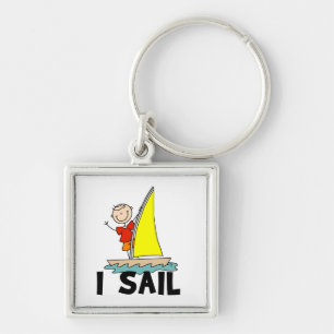 Stick Figure Boy I Sail Key Ring
