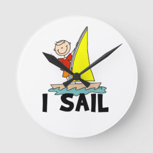 Stick Figure Boy I Sail Round Clock