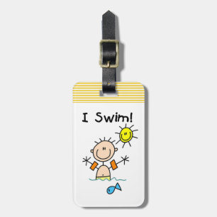 Stick Figure Boy I Swim Luggage Tag