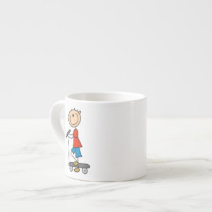 Stick Figure Boy on Scooter Espresso Cup