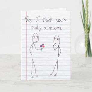 Stick Figure Boy to Boy Valentine Holiday Card