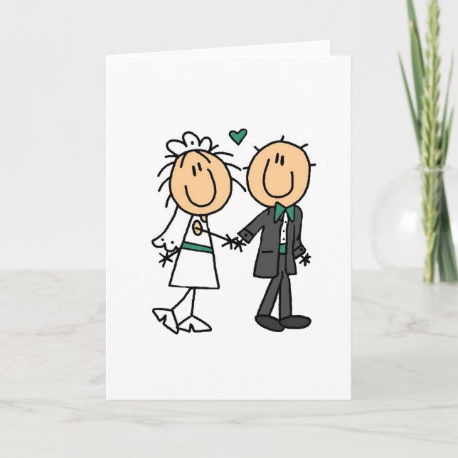 Stick Figure Bride and Groom T-shirts and Gifts Card (Front)