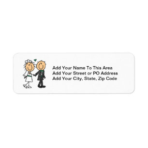 Stick Figure Bride and Groom T-shirts and Gifts Return Address Label