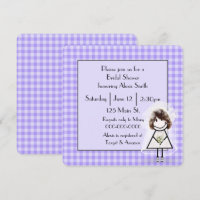 Stick Figure Bride On Purple Gingham