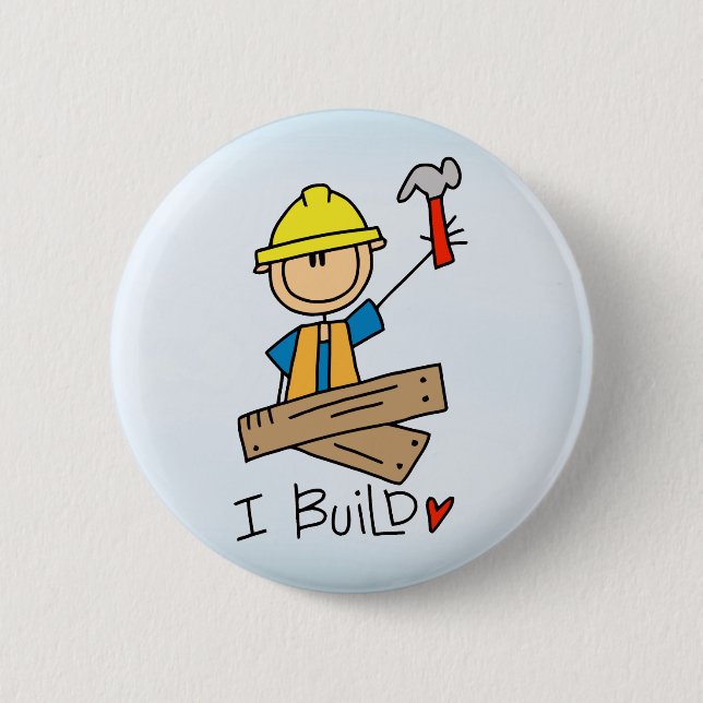 Stick Figure Carpenter 6 Cm Round Badge (Front)