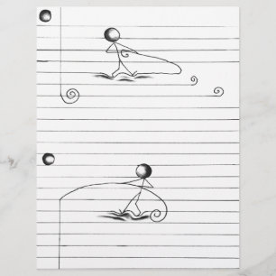 Stick Figure Cartoon Drawing on Lined Paper