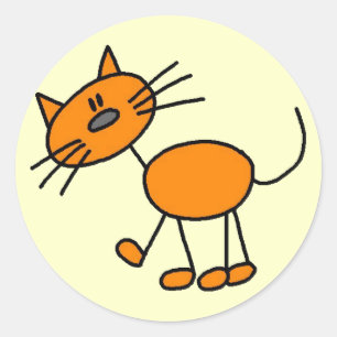 Stick Figure Cat T-shirts and Gifts Classic Round Sticker