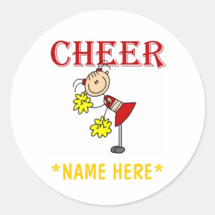 Stick Figure Cheerleader Classic Round Sticker