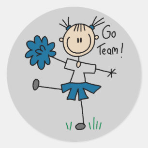 Stick Figure Cheerleader Go Team TShirts and Gifts Classic Round Sticker