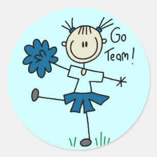 Stick Figure Cheerleader Go Team TShirts and Gifts Classic Round Sticker