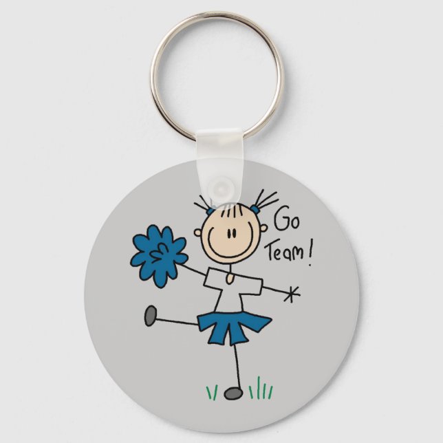 Stick Figure Cheerleader Go Team TShirts and Gifts Key Ring (Front)