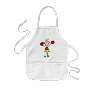 Stick Figure Cheerleader - Red and Gold Kids Apron
