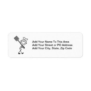 Stick Figure Chef With Fork Return Address Label