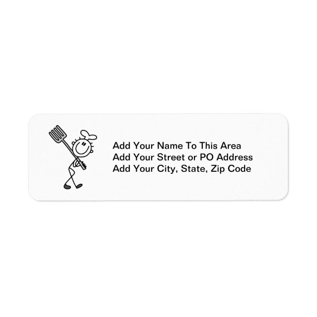 Stick Figure Chef With Fork Return Address Label (Front)