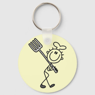 Stick Figure Chef with Fork Tshirts and Gifts Key Ring