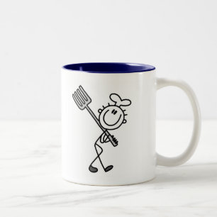 Stick Figure Chef with Fork Tshirts and Gifts Two-Tone Coffee Mug