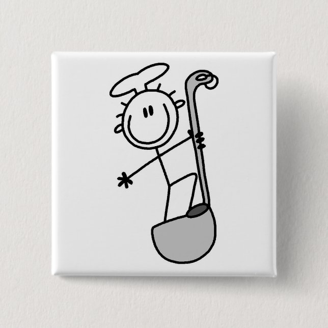 Stick Figure Chef with Ladle 15 Cm Square Badge (Front)