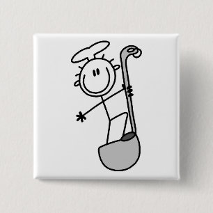 Stick Figure Chef with Ladle 15 Cm Square Badge