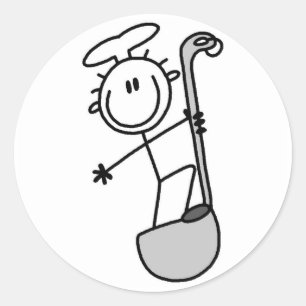 Stick Figure Chef with Ladle Classic Round Sticker
