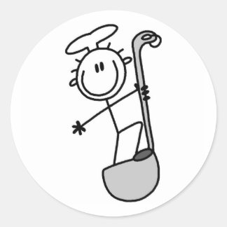 Stick Figure Chef with Ladle Classic Round Sticker