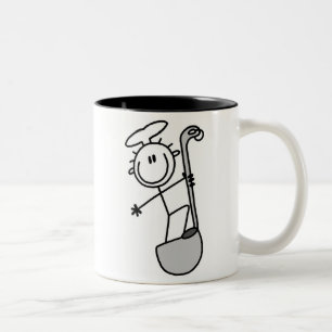 Stick Figure Chef With Ladle Two-Tone Coffee Mug
