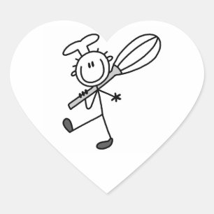 Stick Figure Chef With Whisk Heart Sticker