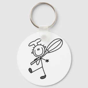 Stick Figure Chef With Whisk Key Ring