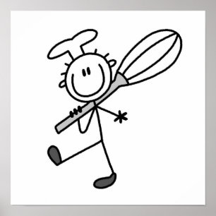 Stick Figure Chef With Whisk Poster