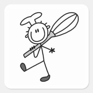 Stick Figure Chef With Whisk Square Sticker