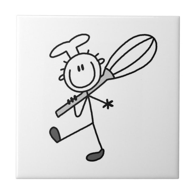 Stick Figure Chef With Whisk Tile (Front)