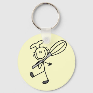 Stick Figure Chef with Whisk Tshirts Key Ring