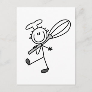 Stick Figure Chef with Whisk Tshirts Postcard