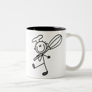Stick Figure Chef With Whisk Two-Tone Coffee Mug