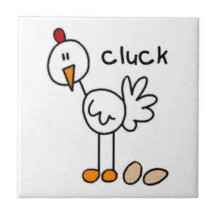 Stick Figure Chicken T-shirts and Gifts Ceramic Tile