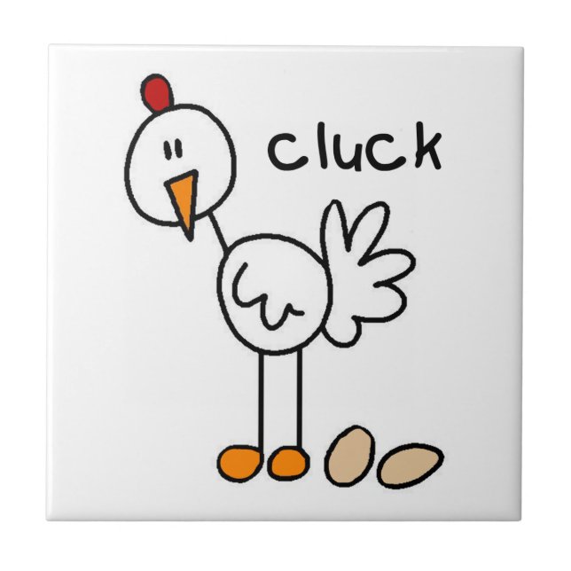 Stick Figure Chicken T-shirts and Gifts Ceramic Tile (Front)