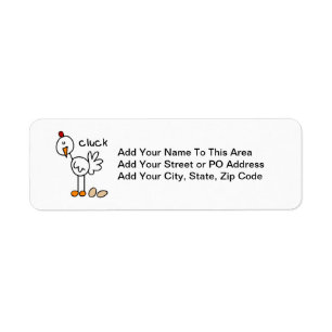 Stick Figure Chicken T-shirts and Gifts Return Address Label