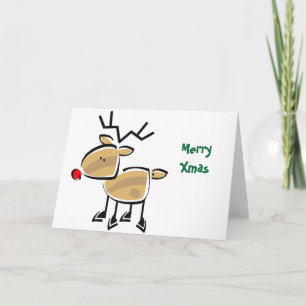 Stick Figure Christmas Reindeer Holiday Card