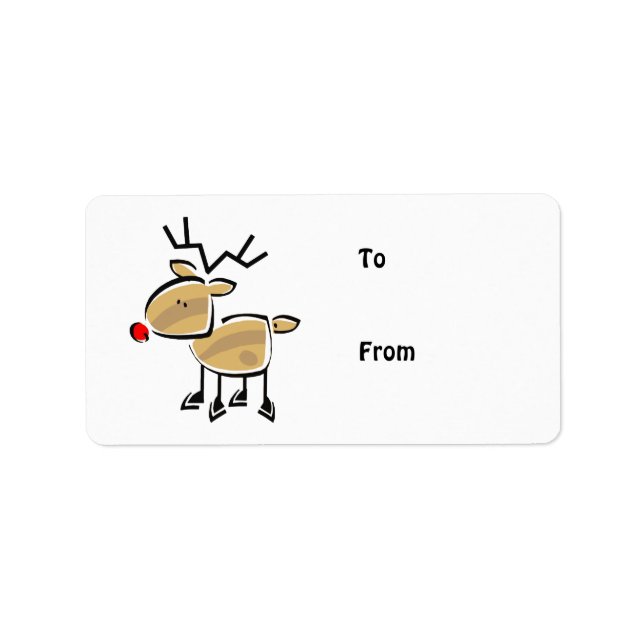 Stick Figure Christmas Reindeer Label (Front)