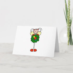Stick Figure Christmas Wreath Girl Holiday Card