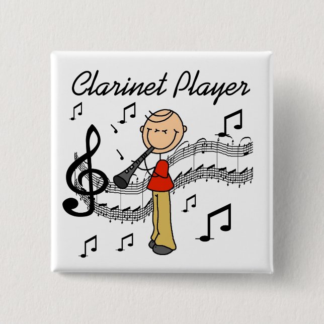 Stick Figure Clarinet Player Tshirts and Gifts 15 Cm Square Badge (Front)