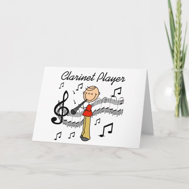 Stick Figure Clarinet Player Tshirts and Gifts Card (Front)