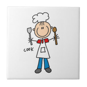 Stick Figure Cook Ceramic Tile