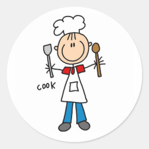Stick Figure Cook Classic Round Sticker