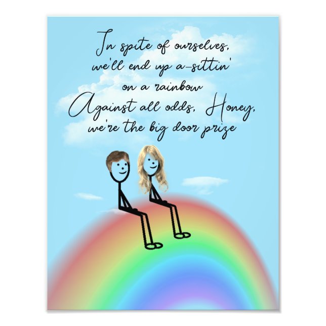 Stick Figure Couple On a Rainbow Photo Print (Front)