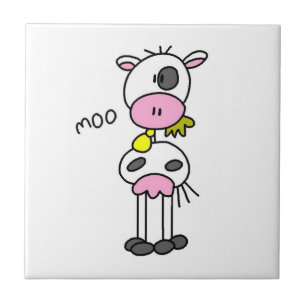 Stick Figure Cow T-shirts and GIfts Ceramic Tile