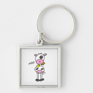 Stick Figure Cow T-shirts and GIfts Key Ring