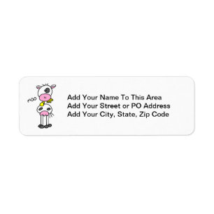 Stick Figure Cow T-shirts and GIfts Return Address Label
