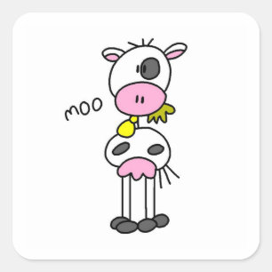 Stick Figure Cow T-shirts and GIfts Square Sticker