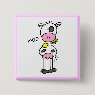 Stick Figure Cow Tshirts and Gifts 15 Cm Square Badge